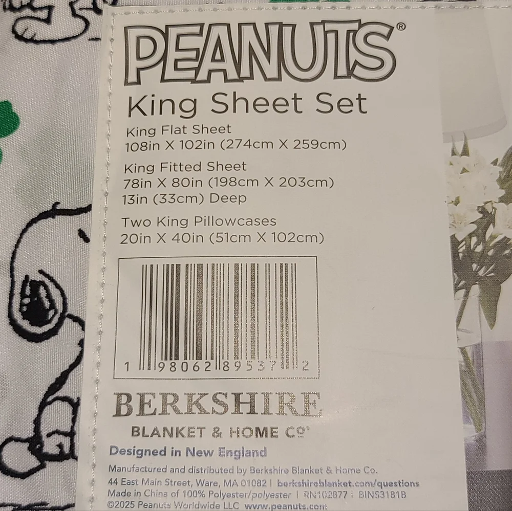 Snoopy Woodstock Lucky Clover Irish Shamrock St Patricks Day KING Bed Sheet Set